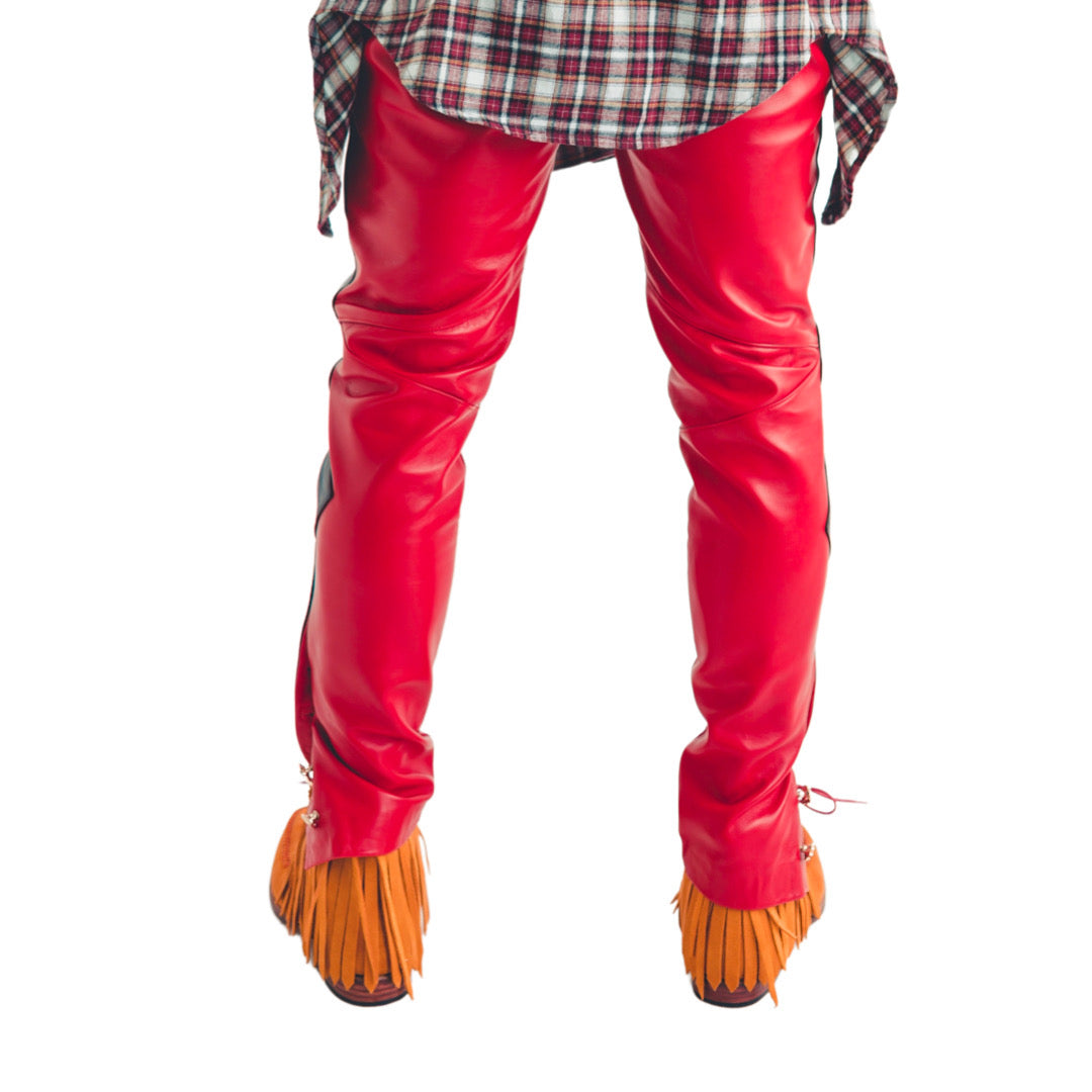 Leather Court Pants (Red/Black)