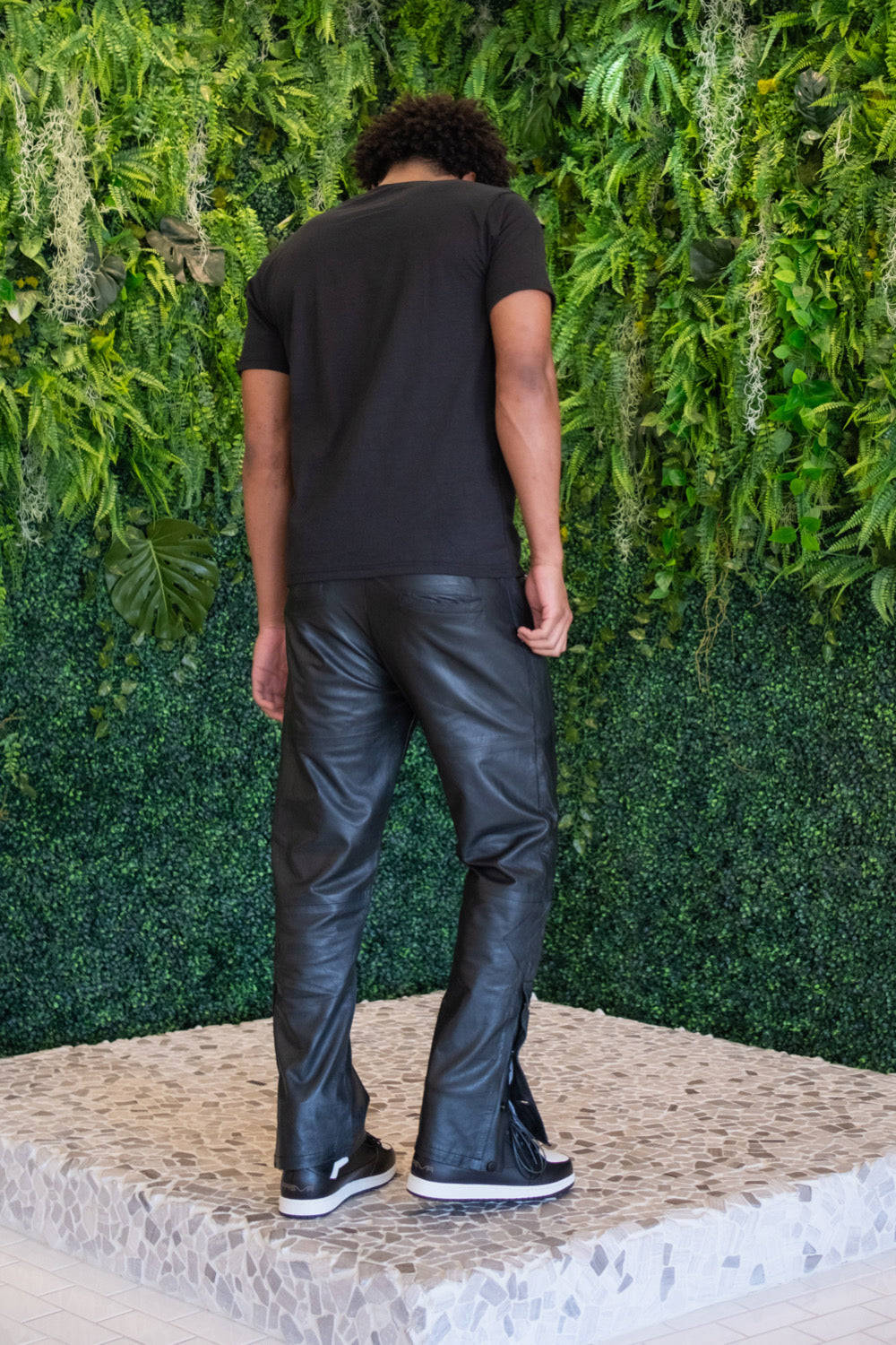 Black Leather Court Trouser