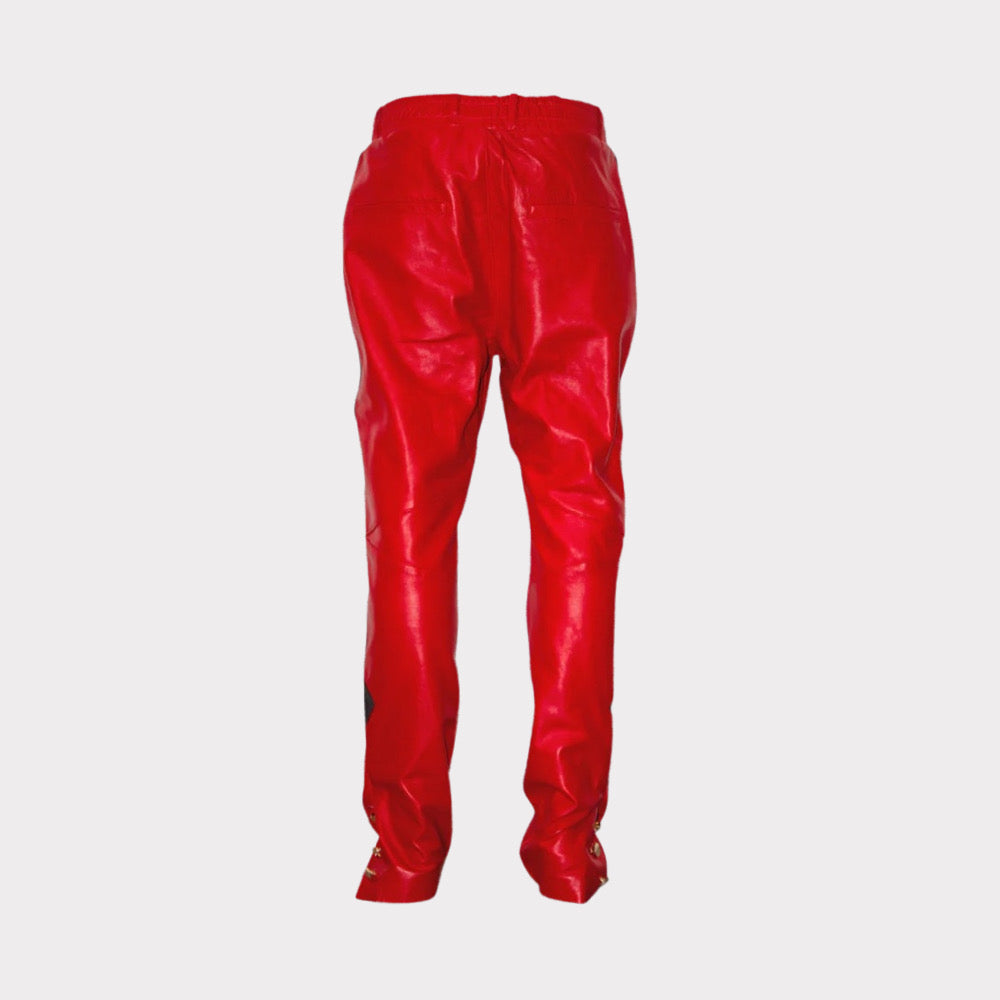 Leather Court Pants (Red/Black)