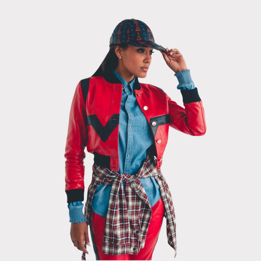 Cropped Court Bomber (Red/Black)
