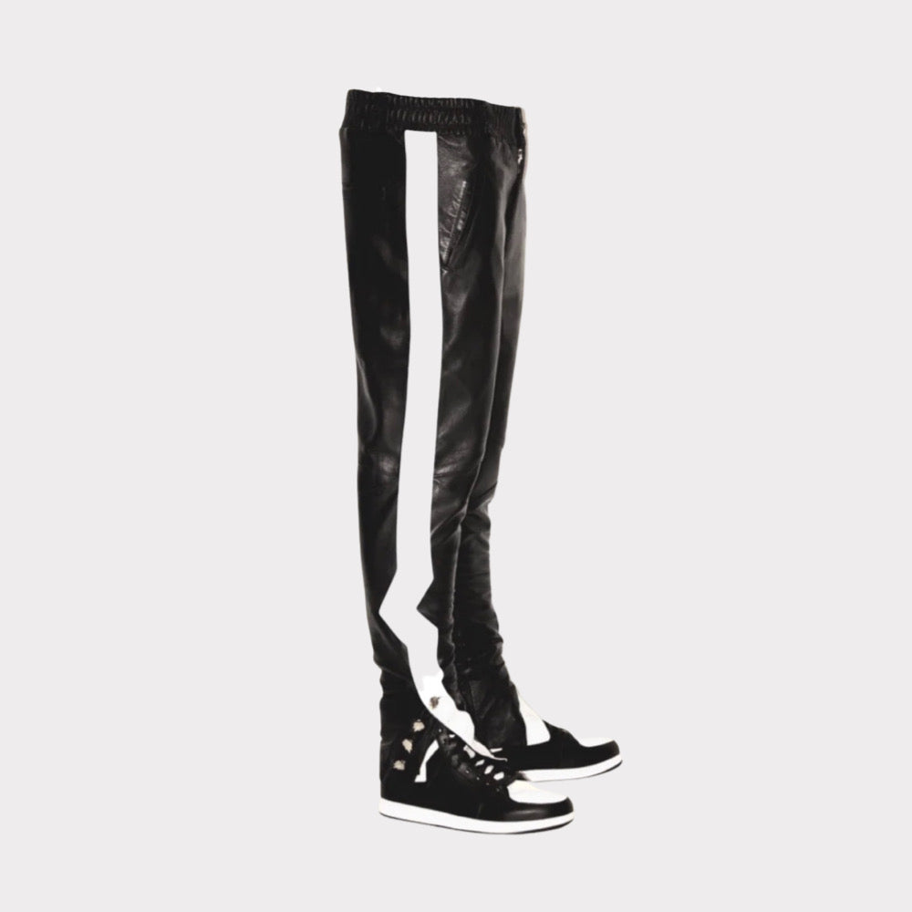 Leather Court Pants (Black/White)