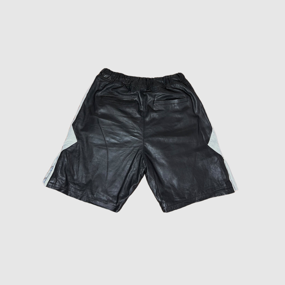 Leather Court Shorts (Black/White)