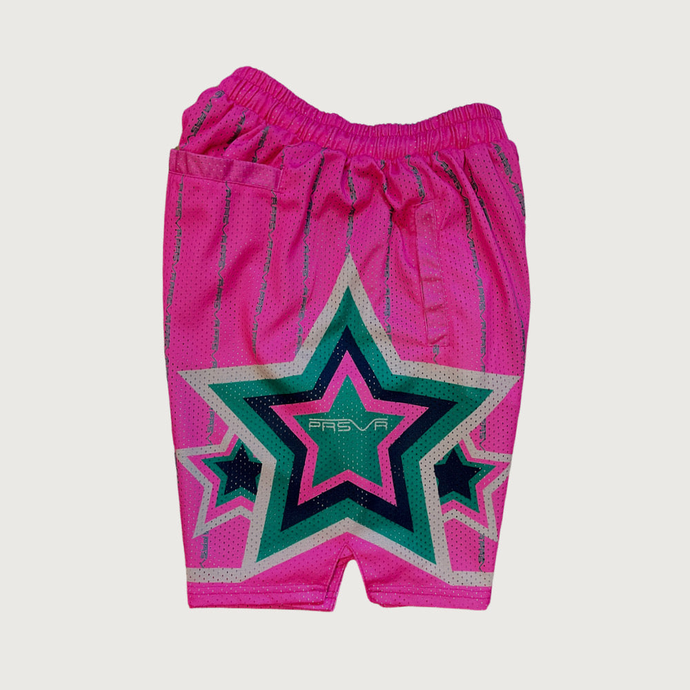 Big Star Game Shorts (Green to Pink)