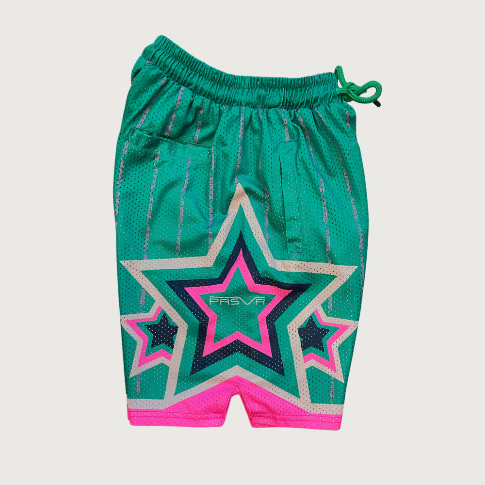 Big Star Game Shorts (Green to Pink)