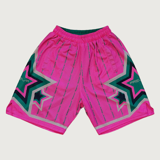 Big Star Game Shorts (Pink to Green)