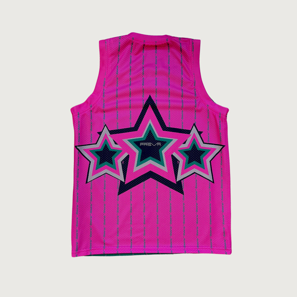 Big Star Basketball Jersey (Pink to Green)