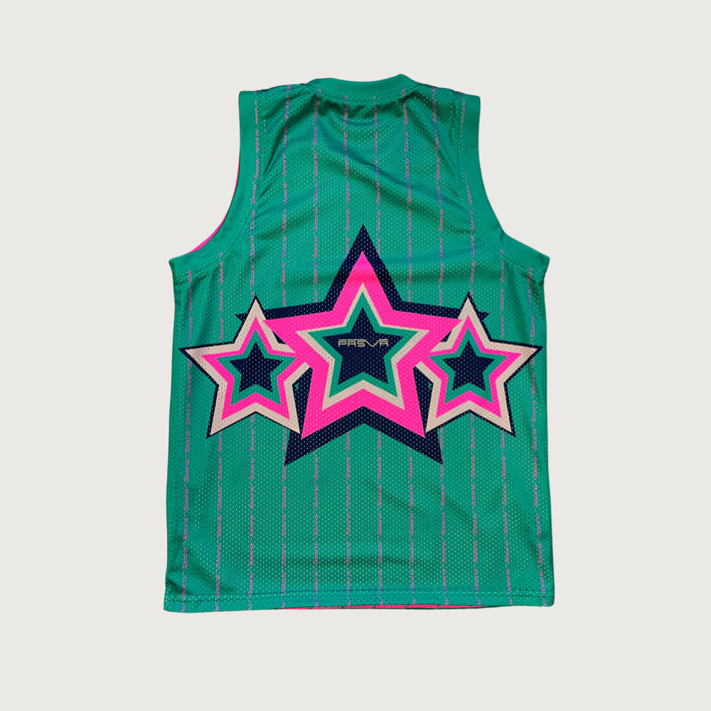 Big Star Basketball Jersey (Pink to Green)