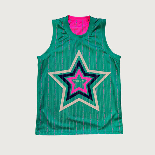 Big Star Basketball Jersey (Green to Pink)