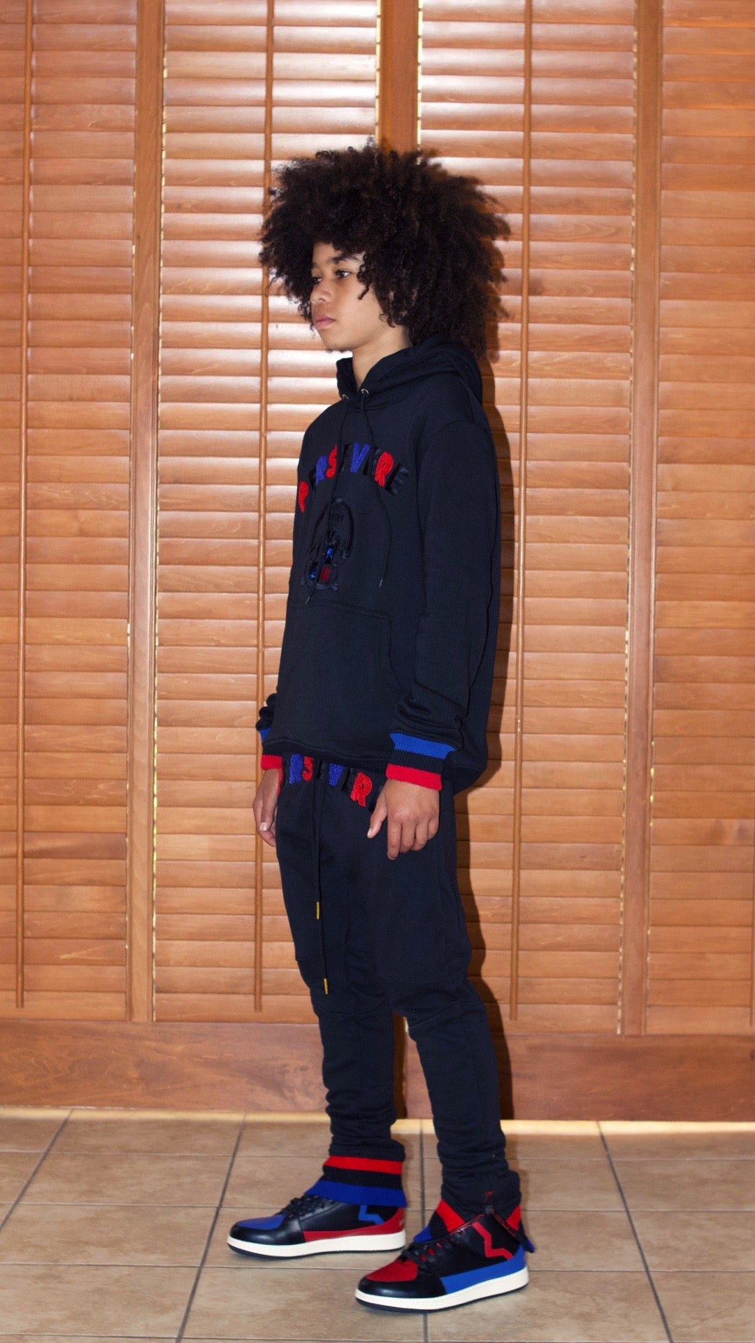 Persevere Hoodie and Sweats Red Black Blue