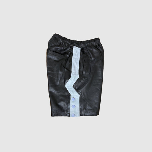 Leather Court Shorts (Black/White)