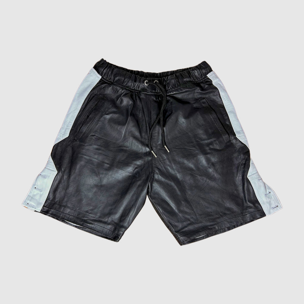 Leather Court Shorts (Black/White)