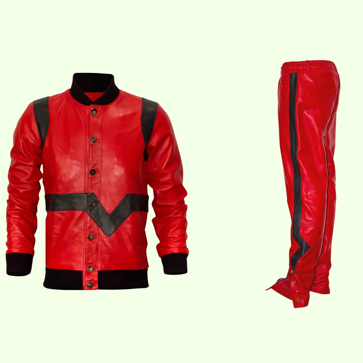 Leather Valley Track Suit (Red/Black)