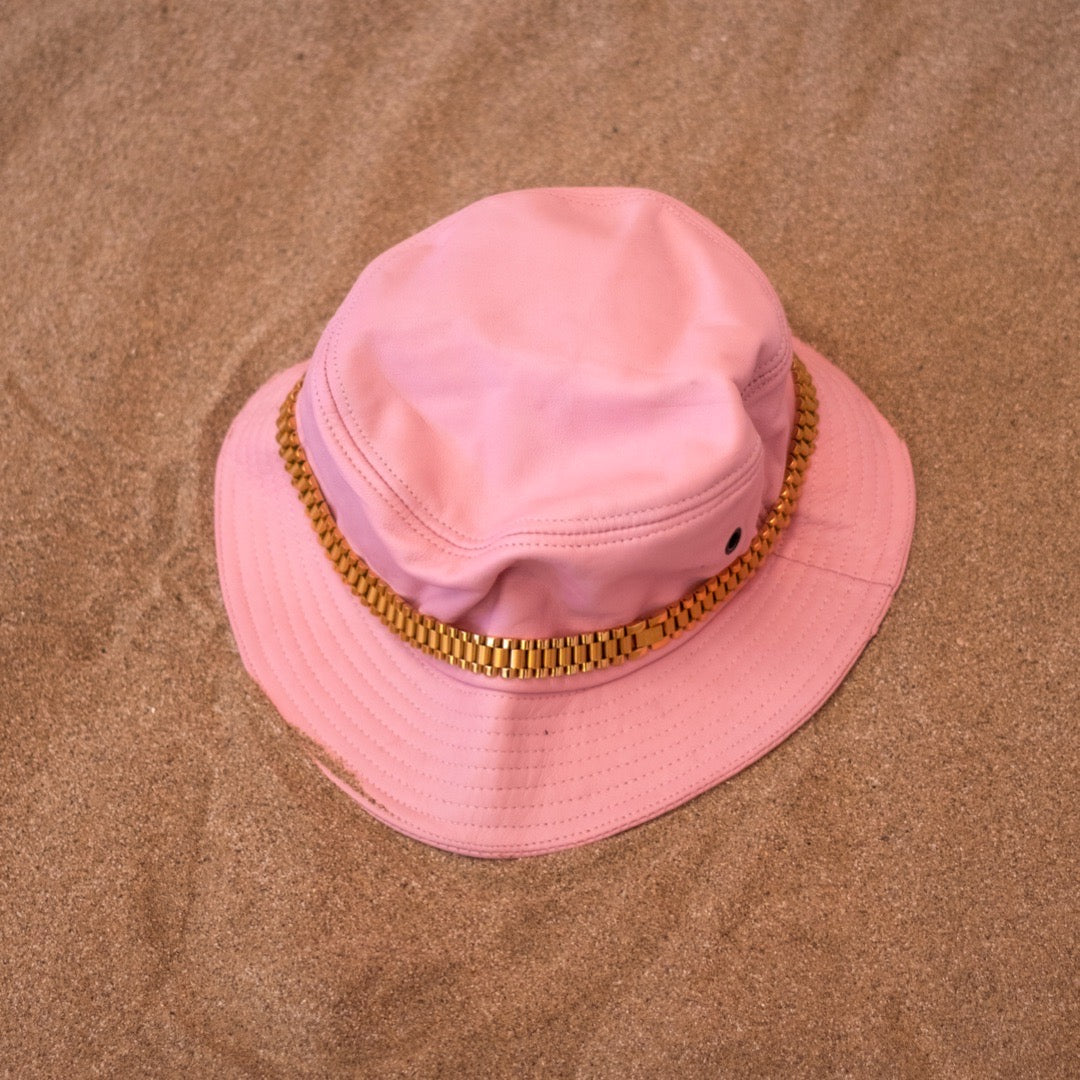 The Pink Leather Bucket Hat