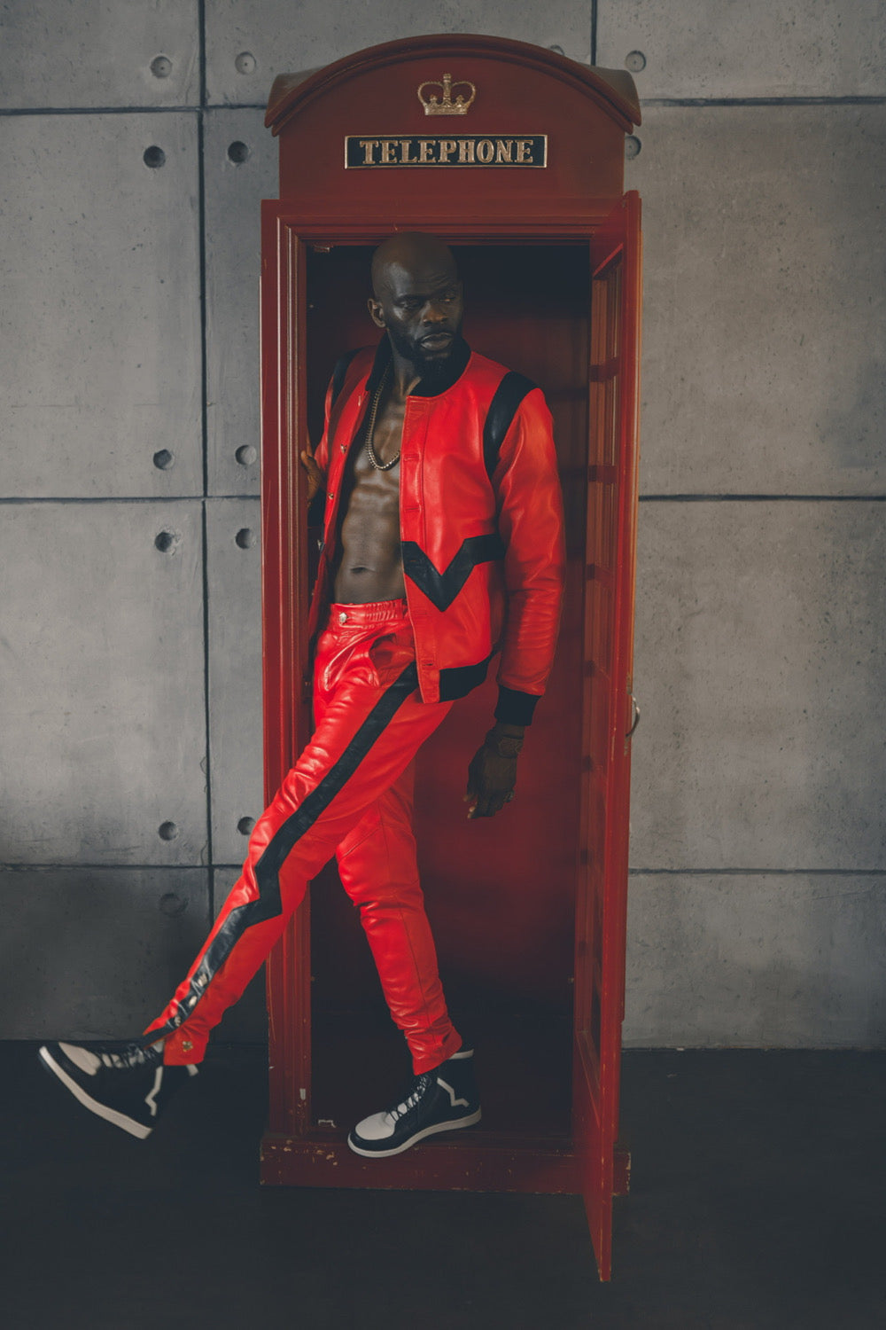 Leather Valley Track Suit (Red/Black)