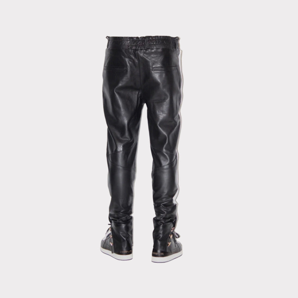 Leather Court Pants (Black/White)